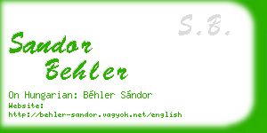 sandor behler business card